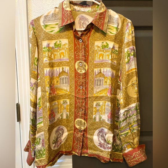 Burberry Vintage Silk Blouse SZ 9 🏰 🫅 - Picture 3 of 16